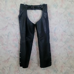 Leather King Black Motorcycle Chaps Size M